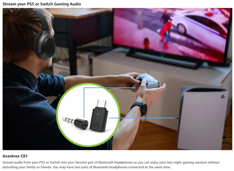 Avantree C81-Gaming USB-C Bluetooth 5.3 Adapter für PS5