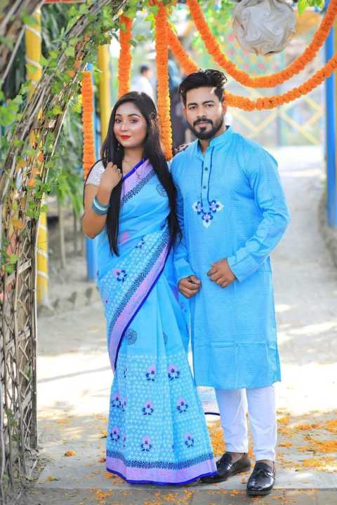 Block%20Print%20Dhupian%20Saree%20and%20Dhupian%20Punjabi%20for%20Combo%20Couples%20Clothing%20-%20Image%202