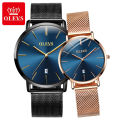 OLEVS Casual Luxury Couple Watches Fashion Magnet Quartz Waterproof Mesh Belt Watch for Couple - 5869 2Pic. 