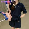 Women Summer Tracksuit 2-piece Women's Summer Tracksuit Set with Short Sleeve Top Elastic Waist Sweatpants Stylish Comfortable Outfit for Pure Color Sweatshirt Pants Set. 