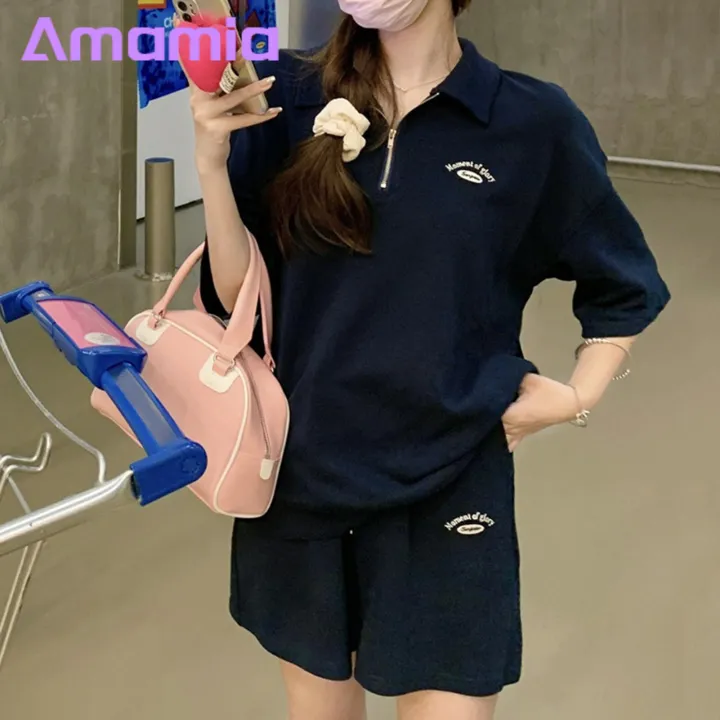 Women%20Summer%20Tracksuit%202-piece%20Women's%20Summer%20Tracksuit%20Set%20with%20Short%20Sleeve%20Top%20Elastic%20Waist%20Sweatpants%20Stylish%20Comfortable%20Outfit%20for%20Pure%20Color%20Sweatshirt%20Pants%20Set%20-%20Image%205