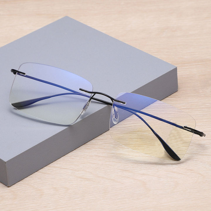 Men Rimless Reading Glasses Women Presbyopic Lens Eyewear Anti Blue Light Blocking Glasses TR90 Metal Titanium Eyeglasses Frame