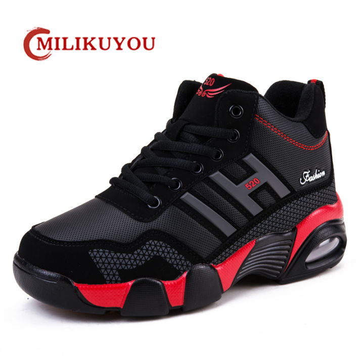 Winter PU Leather Boots Men Sneakers Waterproof Warm Trekking Work Casual Shoes Man Autumn Anti-slip High-top Hiking Sports BunnyGarden