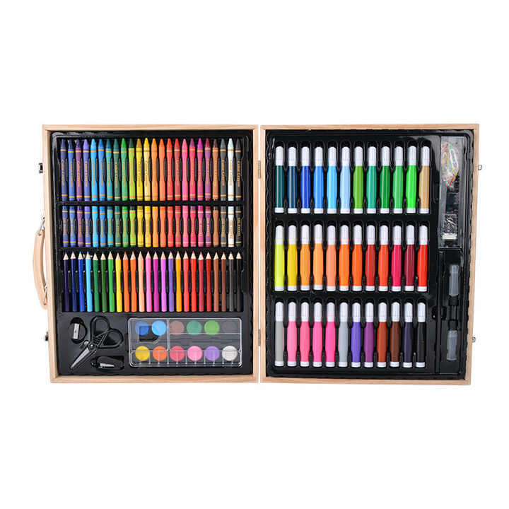 150pcs%20High%20quality%20School%20Stationery%20Drawing%20Supplies%20Wooden%20Box%20Full%20Color%20Art%20Painting%20Set%20for%20Kids%20-%20Image%203