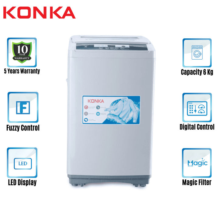 KONKA WASHING MACHINE -TOP LOADING (6.0 KG)-XQ60-S3005 With Free Delivery