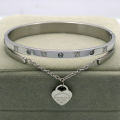Design Luxury Brand Bracelet Women Hanging Heart Label Forever Love Pulseira Titanium steel Bangle Bracelets For Women Jewelry.