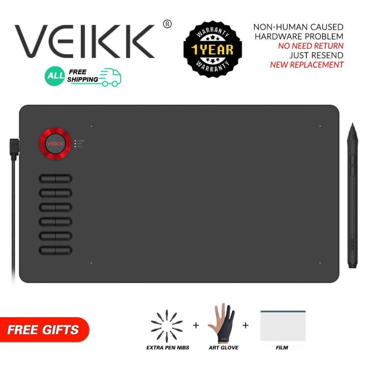 (VEIKK Official Store) VEIKK A15 Graphics Drawing Tablet Large Work Area of 10 x 6 Inch 8192 Pressure Sensitivity Digital Drawing Pad With Passive Stylus