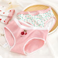 Cherry girl panties soft breathable pure cotton cute girl triangle pants medium waist women panties.