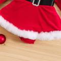 Baby Girls 2Pcs Christmas Bodysuits Outfits Long Sleeve Fur Trim Velvet Romper Dress Headband Set Newborn Winter Xmas Clothes.