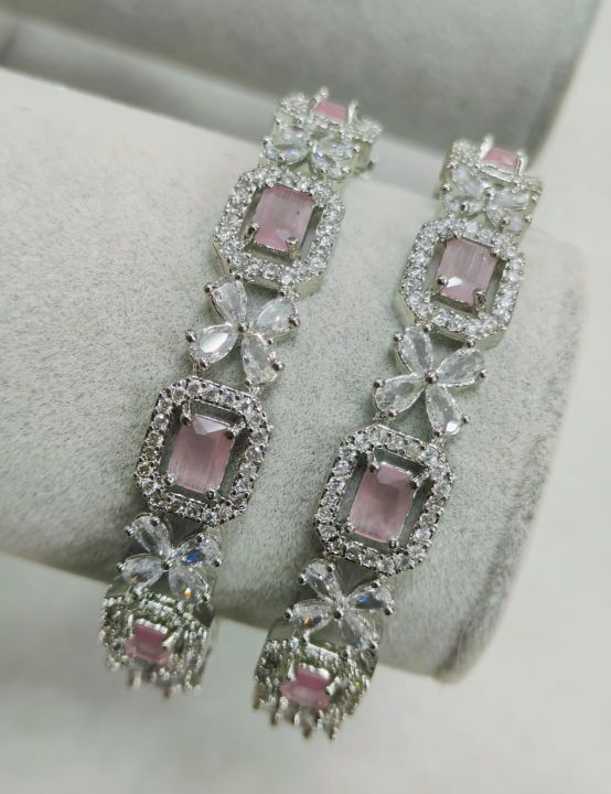 Luxurious%20Rhodium%20Plated%20High%20Grade%20Authentic%20American%20Diamond%20Cut%20Bangles%20For%20Women%20-%20Bangles%20For%20Her%20-%20Image%202