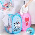 Kids Round Spiral Foldable Laundry Storage Bag Polyester Mesh Cloths Basket Bucket. 