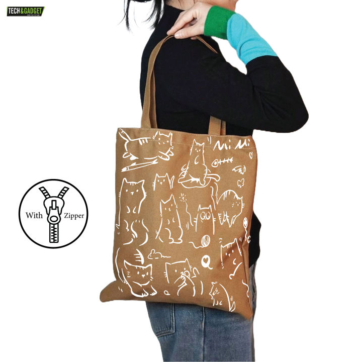TandG%20Canvas%20Zipper%20Tote%20Bag%20with%20Cute%20Cats%20Design%20for%20Women%20Trendy%20Off-White%20-%20Image%208