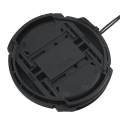 Black 58mm Plastic Snap on Lens Cap with Cable for SLR Cameras. 