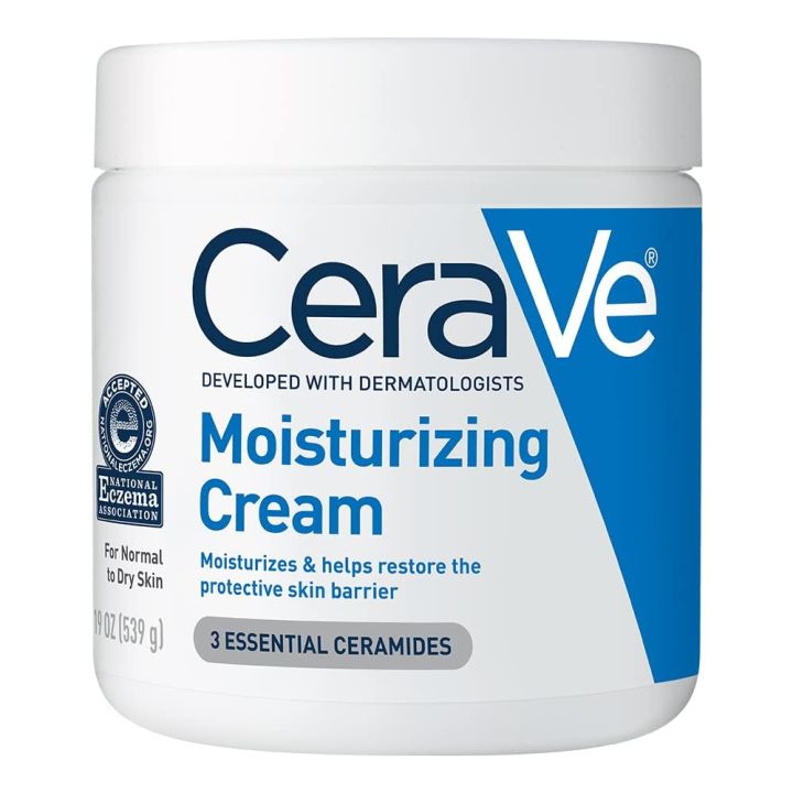 CeraVe Moisturizing Cream, Body and Face Moisturizer for Dry Skin, Body Cream with Hyaluronic Acid and Ceramides, Daily Moisturizer, Oil-Free, Fragrance Free, Non-Comedogenic, 19 Ounce-539 gram