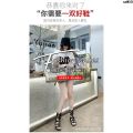 Flat Heel Cross Mid-Calf Fashion Sandals Hollow Women's Flat Summer New Lace-up European and American Roman Shoes Open Toe Sandal Boots ).