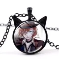【VisioN Shop】SONGDA Bungou Stray Dazai Osamu Nakahara Necklace Cool Anime Figures Glass Dome Cat Ears Necklace Collection. 