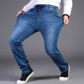 Men Extra Large Size 32-50 Stretch Waist High Elastic Jeans Designer Drawstring Straight Denim Pants Mens Casual Plus Size 7XL.