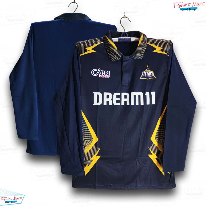 Gujarat Titans Full Sleeve Polo IPL Cricket Jersey For Men - GT Half Sleeve IPL Jersey - Gujrat Jersey 2025