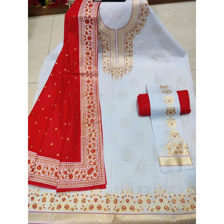 VIP Screen Print Exclusive collection Cotton White Color Salwar Kameez For Women