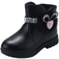 Girls Cotton Boots Baby Mid Top Kids Warm Shoes 2023 Winter Fashion Rabbit Ears Rhinestones Little Girls Big Cotton Boots.
