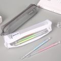 School Office Cute Stationery Organizer Box  Zipper Mesh Transparent Pencil Case  Student Pen Case Storage Supplies. 
