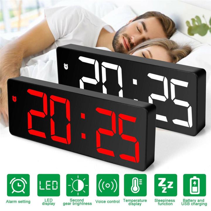 Digital Alarm Clock LED Screen Alarm Clocks Large Mirror Display USB Snooze Function Desk Table Clock Home Decor LED Clock