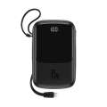 BASEUS Power Bank 22.5W 20000mAh Built-In Lightning & Type-c Cable Qpow 2 Digital Display Fast Charging Power Bank Black.