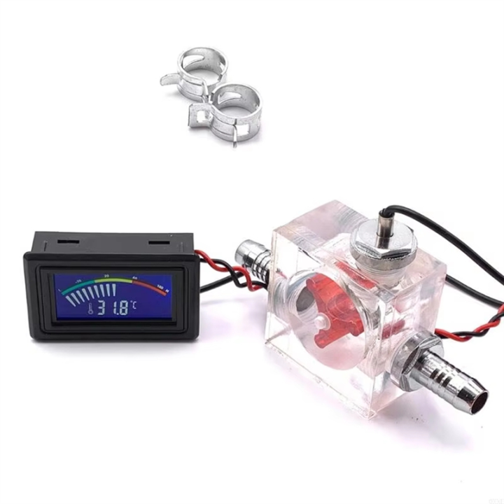 Tech Em Radiator Meter 3 Way Flow Meter Universal LED Thermometer forWater Cooling Liquid ...