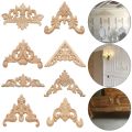 Multi-styles Furniture Parts Wall Door Decoration wooden Figurines Crafts Corner Appliques Frame Wood Carved Woodcarving Decorative. 