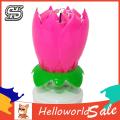 HelloWorld Birthday Candle Solid Paraffin Blossoming Birthday Cake Electronic Lotus Candle.
