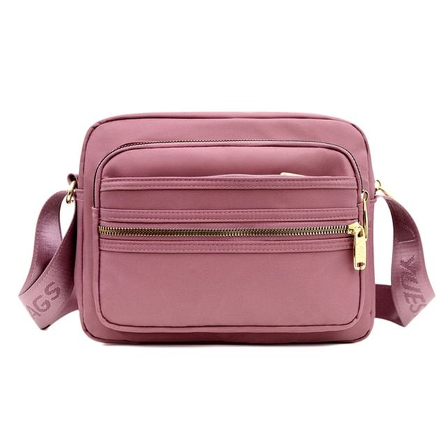 Casual Crossbody Bags Solid Waterproof Nylon Phone Pouch Multi Zipper Pocket Messenger Bags Adjustable Strap For Daily Work