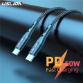 USLION PD 60W USB Cable Type C to Type C for XIAOMI poco f3 Plus mi 12 11 pro PD QC3.0 fast Charging usb c to usb c data Cable.