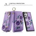 POLA Flower Multi-functional Zipper Wallet Leather Phone Case For Samsung Galaxy S22+ 5G/Samsung Galaxy S24 Ultra 5G/Samsung Galaxy S22 5G/Samsung Galaxy S24 5G/Samsung Galaxy S22 Ultra 5G/Samsung Galaxy S23 5G/Samsung G. 