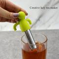Creative Humanoid Tea Glass Infuser Tea Bag 304 Stainless Steel Silicone Tea Glass Filter Mesh Kitchen Accessories. 