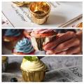 50 Pack Gold Foil Metallic Paper Baking Cups Muffin Cups Cupcake Liners Cake Baking Cups for Wedding Party Birthday Decoration. 