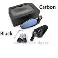 Handle End side mirror Looking Glass For Motorcycle, Rearview Luxury Mirror Universal Model. Carbon Black 2 Pcs. 