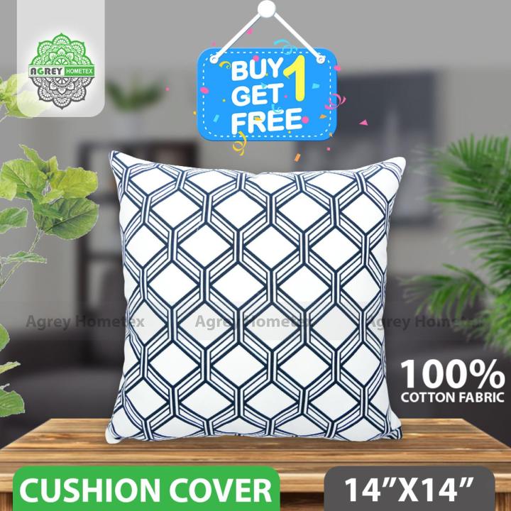 Decorative Cotton Cushion Cover_White_(14"x14")_Only Cover