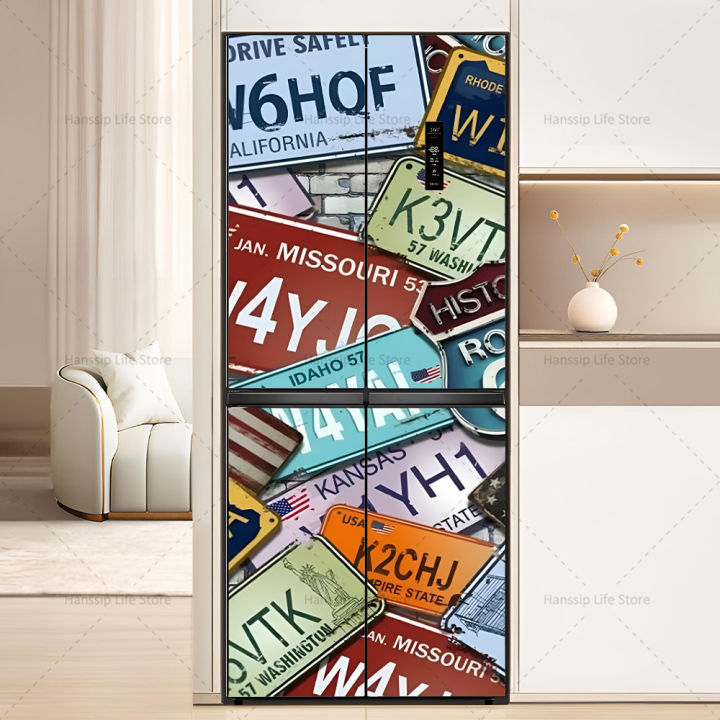 Retro%20Graffiti%20Poster%20Stickers%20Fridge%20Door%20Decals%20Waterproof%20PVC%20Tiling%20Floral%20Pattern%20Refrigerator%20Door%20Cover%20Kitchen%20Decor%20-%20Image%204