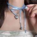 Girls' Generation, Han Suxi, the same double-layered sweet lace-up necklace, light luxury hot girl, love photo frame, pendant, necklace girl.