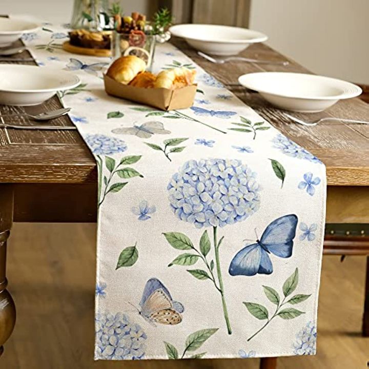 Summer%20Hydrangea%20Butterfly%20Table%20Runners%20Seasonal%20Spring%20Decor%20Holiday%20Farmhouse%20Indoor%20Retro%20Themed%20Party%20Dinner%20Party%20Decor%20-%20Image%205