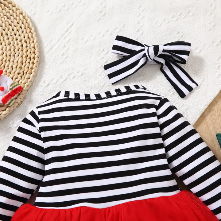 Girls%20Dress%20Baby%20Autumn%20Clothes%20Christmas%20Wholesale%20Children's%20Clothes%20Mesh%20Skirt%20Old%20Man%20Head%20Embroidered%20Striped%20Princess%20Skirt%20-%20Image%204