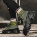 【selevn roind】 Shoes for Men Outdoor Male Booties 2023 Canvas Boots Toe Cap Anti-collision Shoes Winter Cotton Ankle Boots Fashion New. 