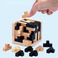 Creative 3D Wooden Cube Puzzle Ming Luban Interlocking Educational Toys For Children Kids Brain Teaser Early Learning Toy Gift. 