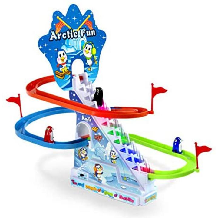 9%20PCS%20Penguin%20Race%20Set%20with%20Flashing%20Lights%20&%20Music%20On/Off%20Button%20for%20Quiet%20Play,%20Jolly%20Penguin%20Slide%20Playset%20-%20Image%203