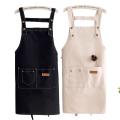 Kitchen Cooking Aprons With Pockets Adjustable Waterproof Canvas Apron Foldable Wear-resistant Overalls For Home Kitchen Garden.