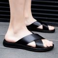 SHEN CE Summer Sandals Men Leather Classic Roman Open-toed Slipper Outdoor Beach Rubber Summer Shoes Flip Flop Water Sandals. 