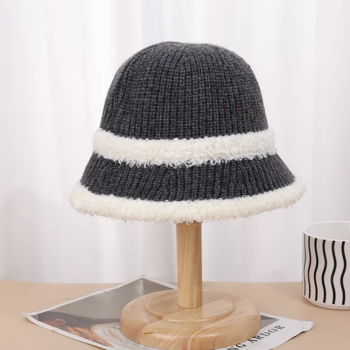 New%20Spliced%20Plush%20Fisherman%20Hat%20for%20Women%20Warmth%20Knitted%20Bucket%20Hat%20for%20Face%20Showing%20Small%20Wool%20Hat%20-%20Image%209