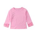 1-5Years Kids Baby Girl Ruffle Long Sleeve T-shirt Tops Solid Cotton Casual Children Basic T Shirts Girls Clothes Summer Autumn. 