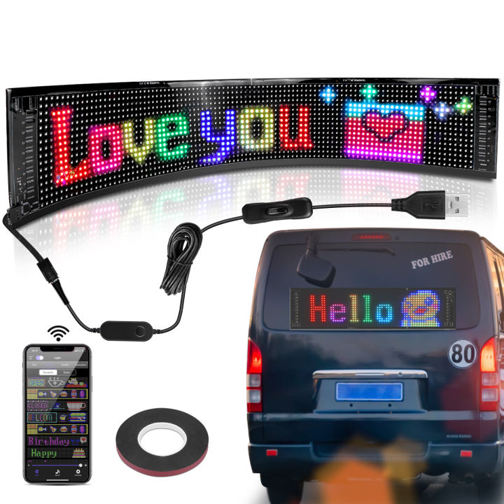 USB Bluetooth Led Strip Car Rear Window Moving Messages Display Screen ...