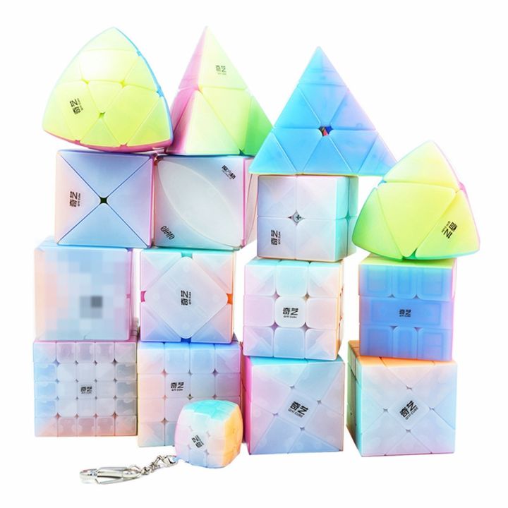 QiYi Jelly Color Magic Cube 2x2 3x3 4x4 5x5 Pyramid Keychain Speed Cube Educational Cubo Magico Puzzle Toy For Children Kid Gift